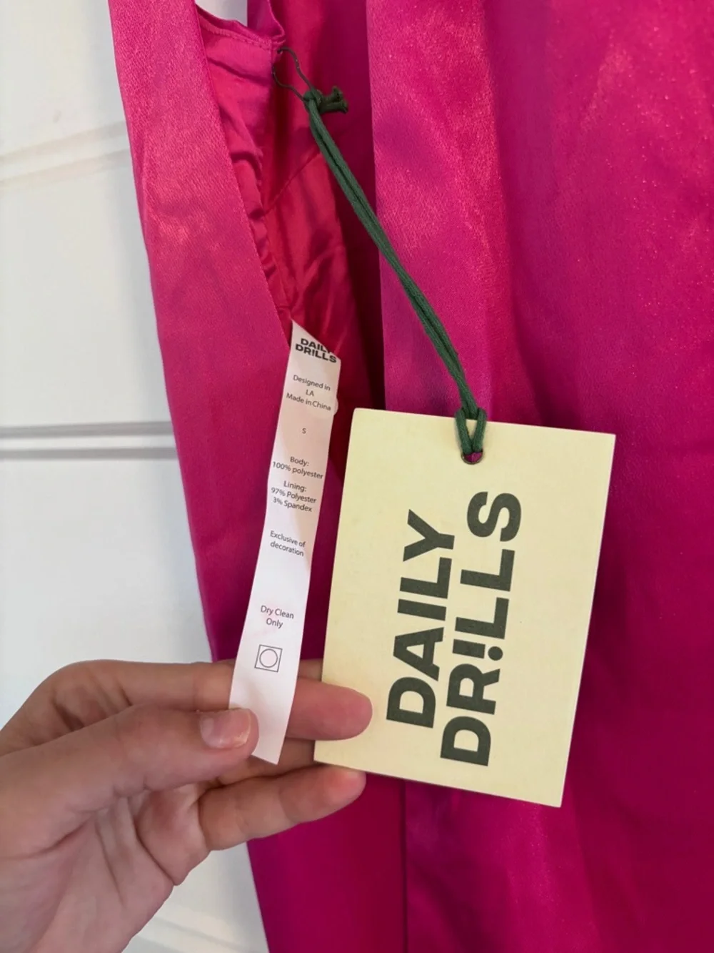 NWT Daily Drills Silk Pink Mini Dress - Picture 5 of 5